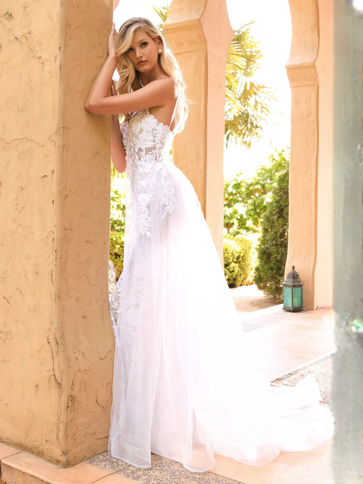 Ivory floor-length wedding dress, alternate view showing the dress shape and hem