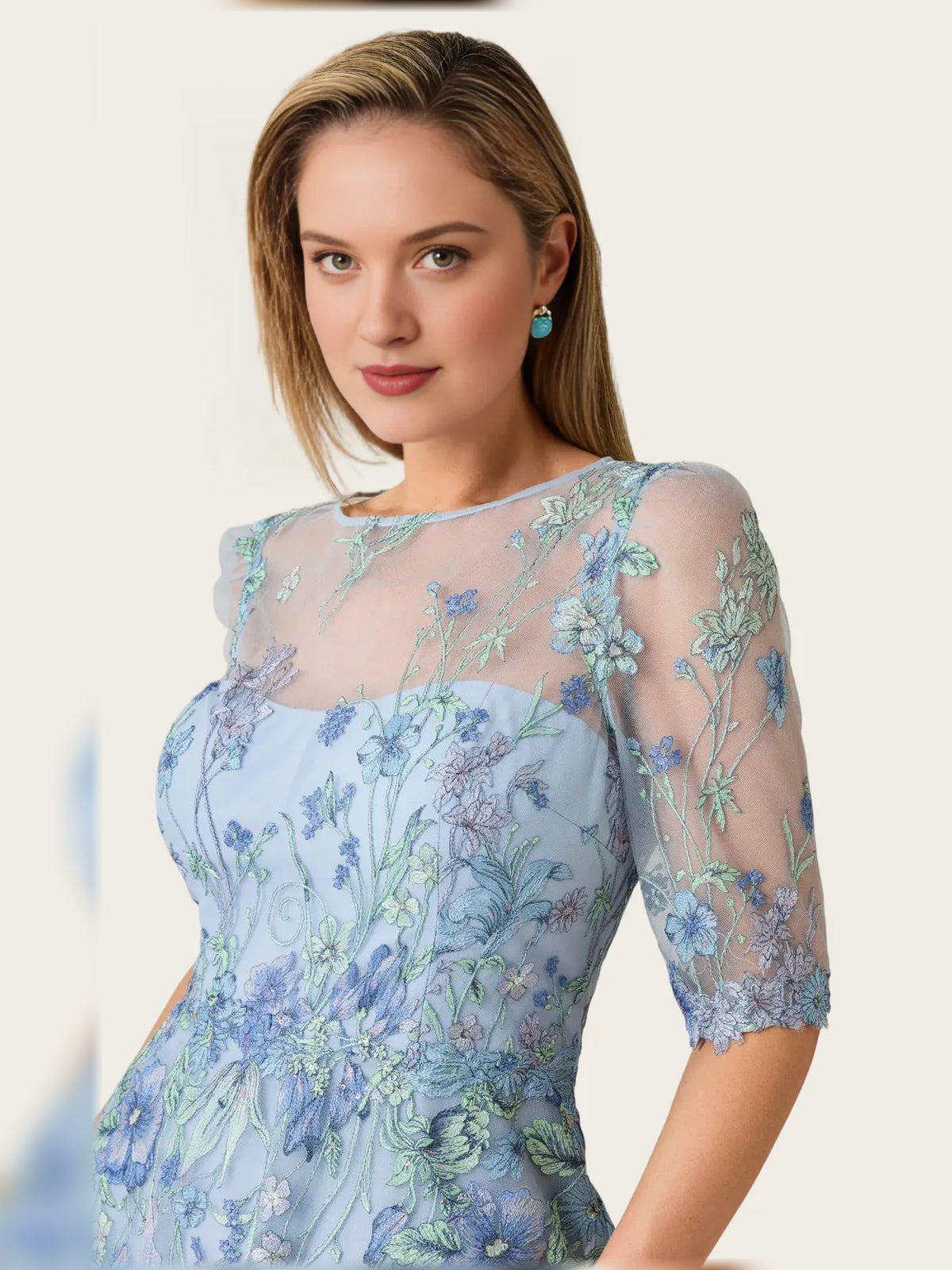 As Picture maxi mother of the bride dress, alternate view showing the dress shape and hem