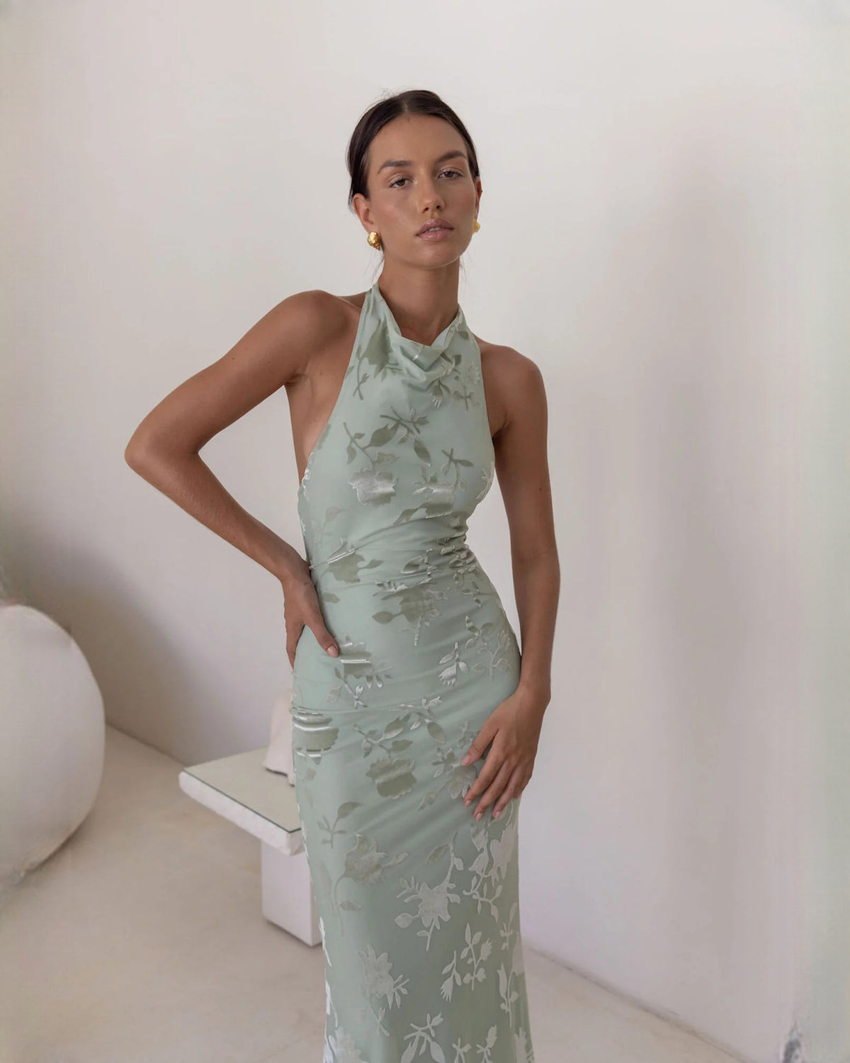 sleeveless mesh a-line maxi bridesmaid dress - image 3