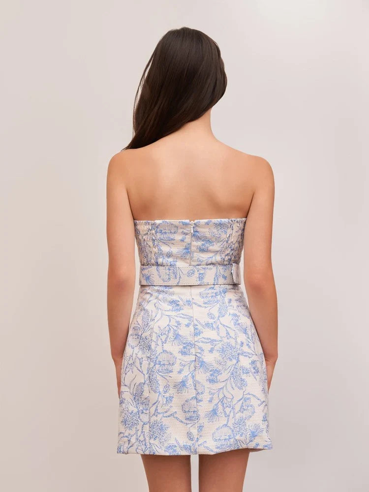 Sky Blue mini homecoming dress, alternate view showing the dress shape and hem