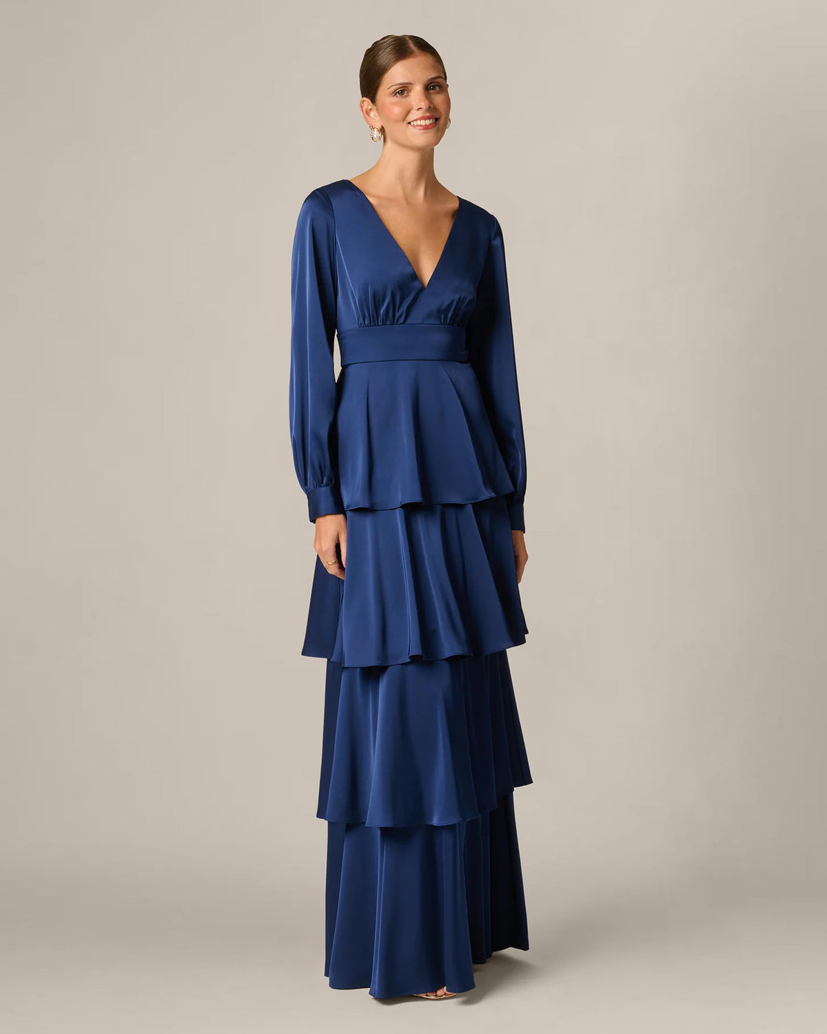 long-sleeve a-line maxi mother of the bride dress - image 3