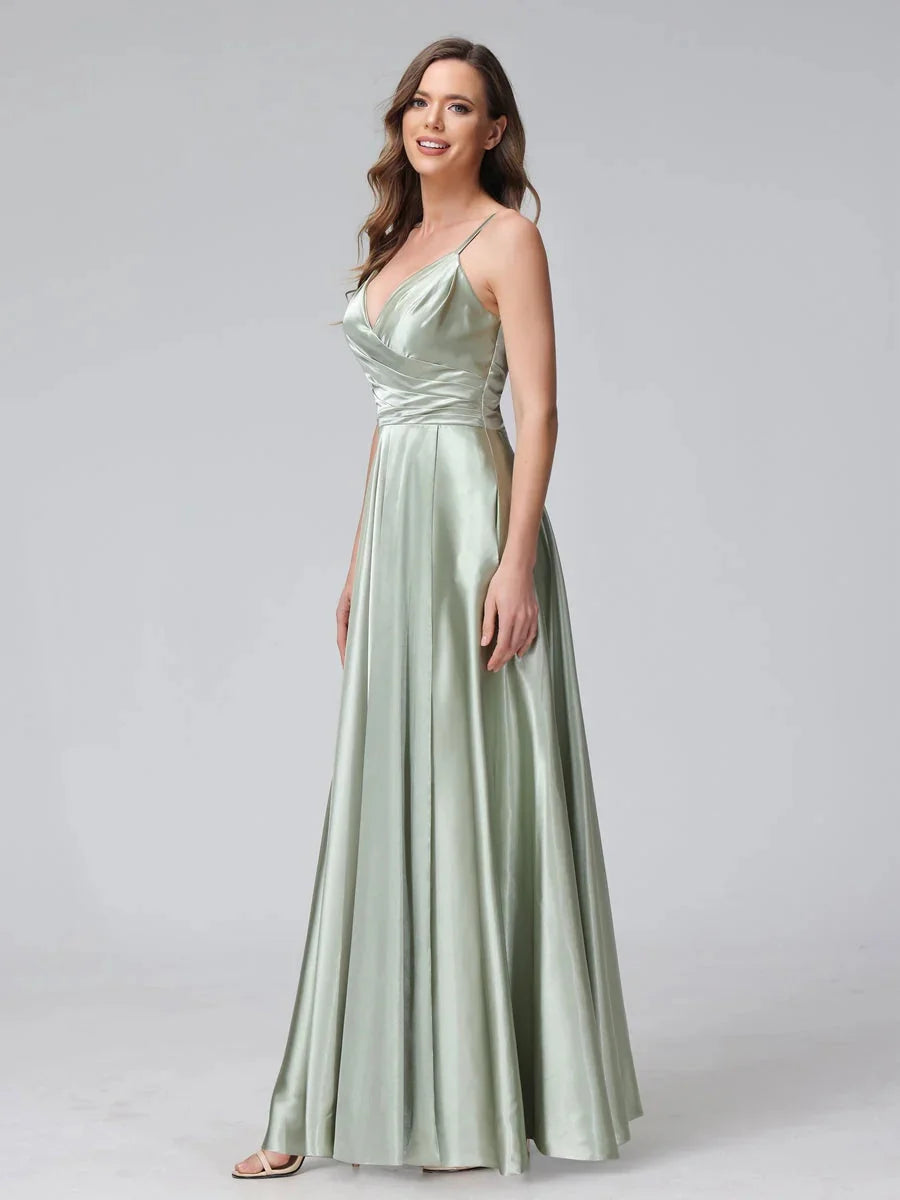Dusty Sage ankle-length prom dress, alternate view showing the dress shape and hem