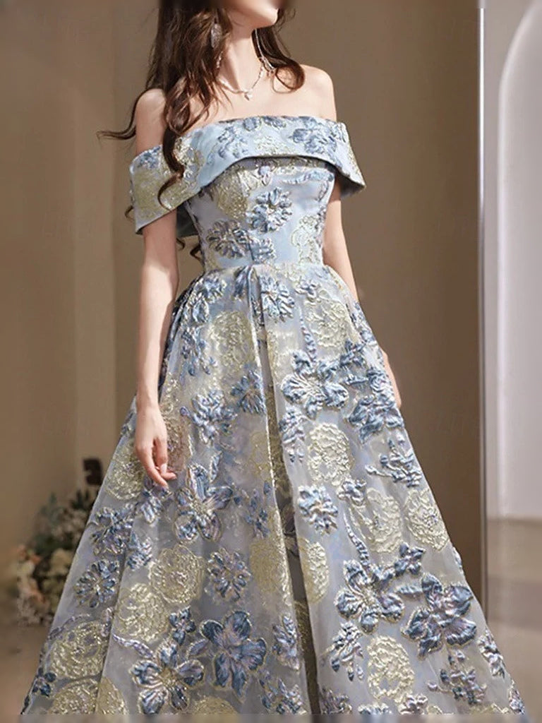 Powder Blue floor-length prom dress, alternate view showing the dress shape and hem
