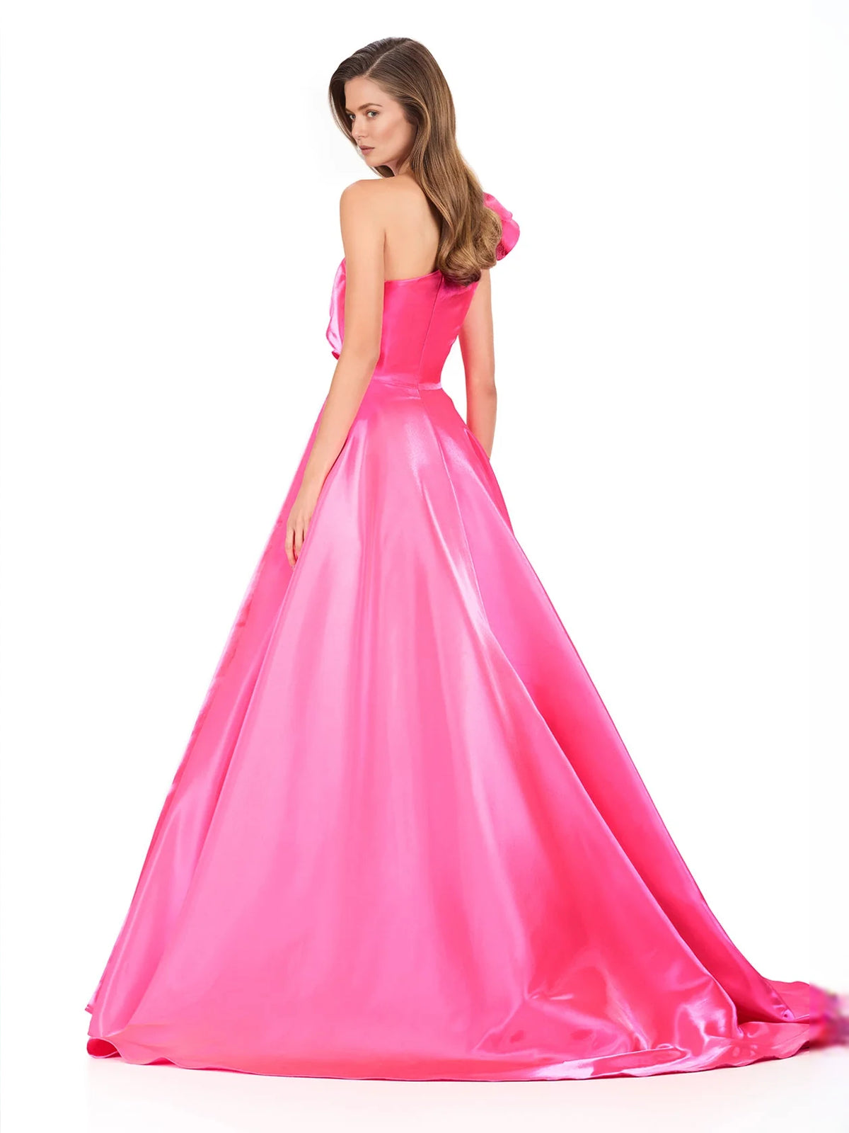Aqua floor-length prom dress, alternate view showing the dress shape and hem