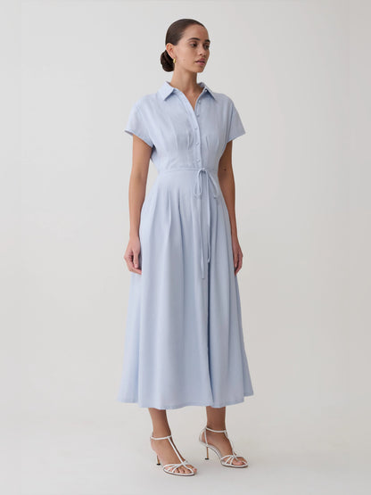 Cornflower Blue midi formal dress, alternate view showing the bodice