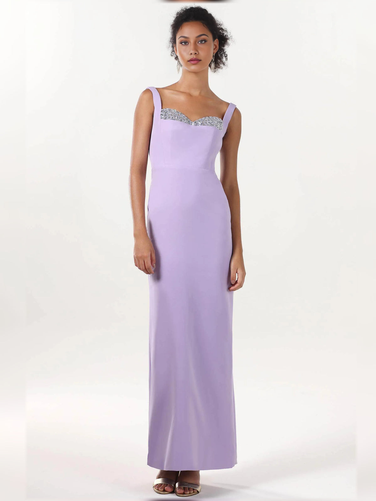 Lilac sheath floor-length formal dress with sequins, alternate view