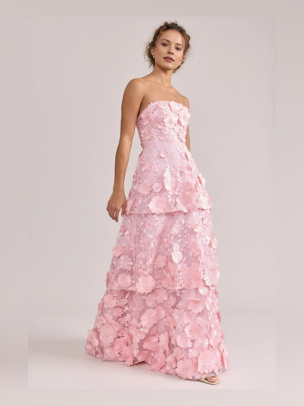 Light Pink floor-length prom dress, alternate view showing the dress shape and hem