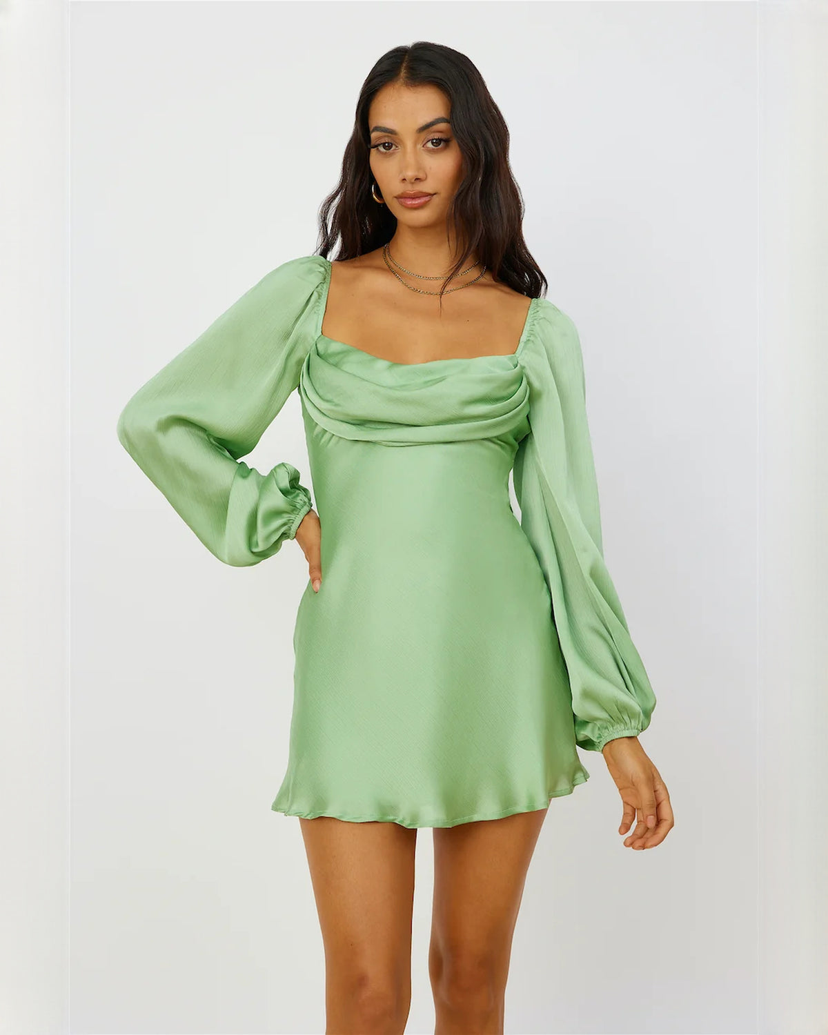 sleeveless satin a-line maxi bridesmaid dress - image 3