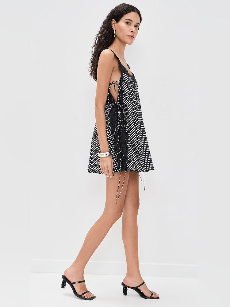 Orange mini homecoming dress, alternate view showing the dress shape and hem