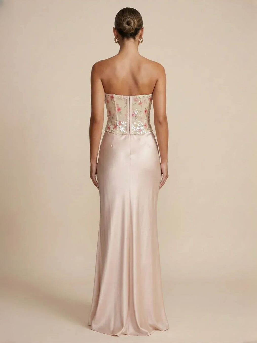 As Picture maxi prom dress, alternate view showing the dress shape and hem