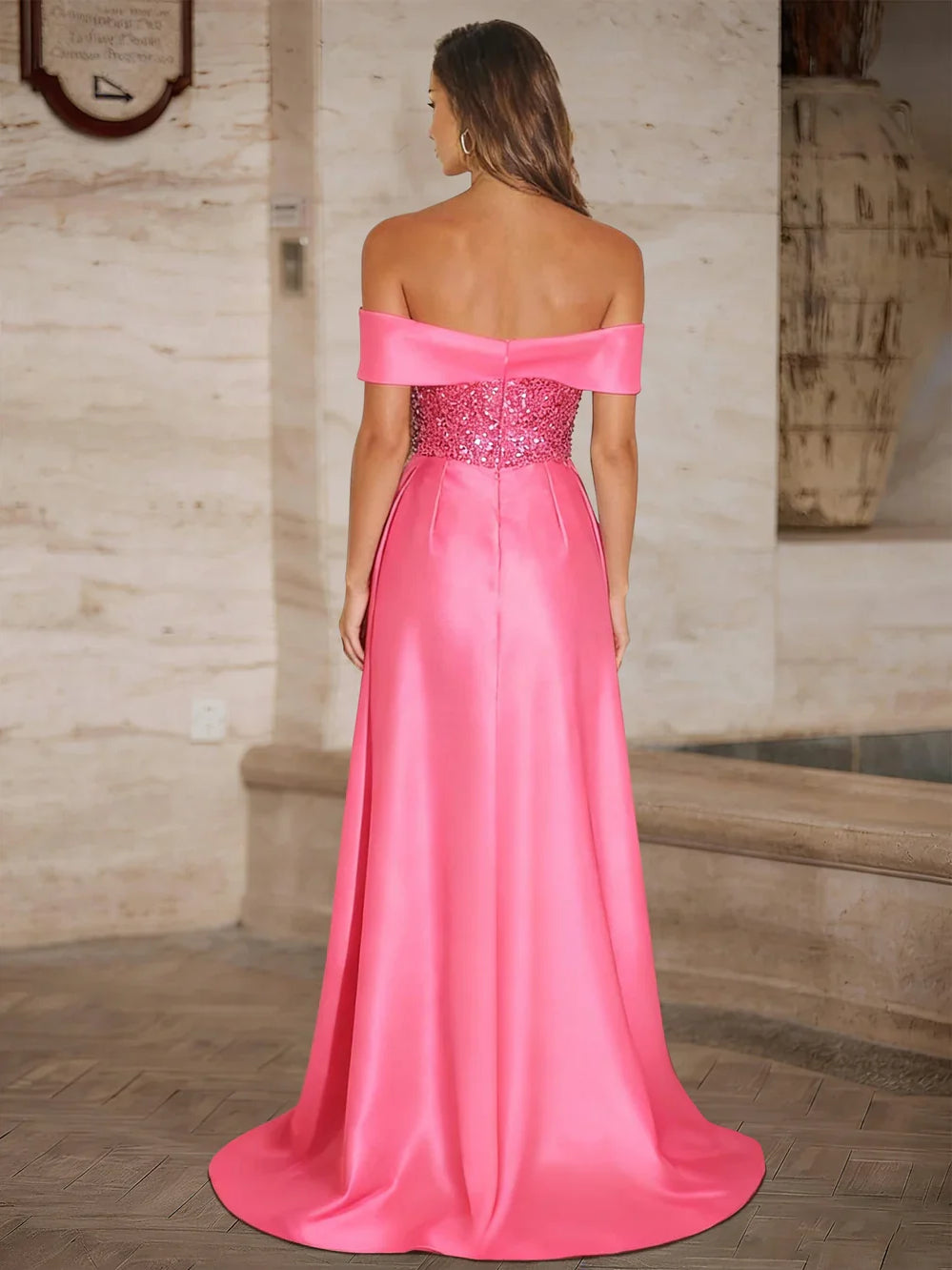 Dark Navy floor-length prom dress, alternate view showing the dress shape and hem