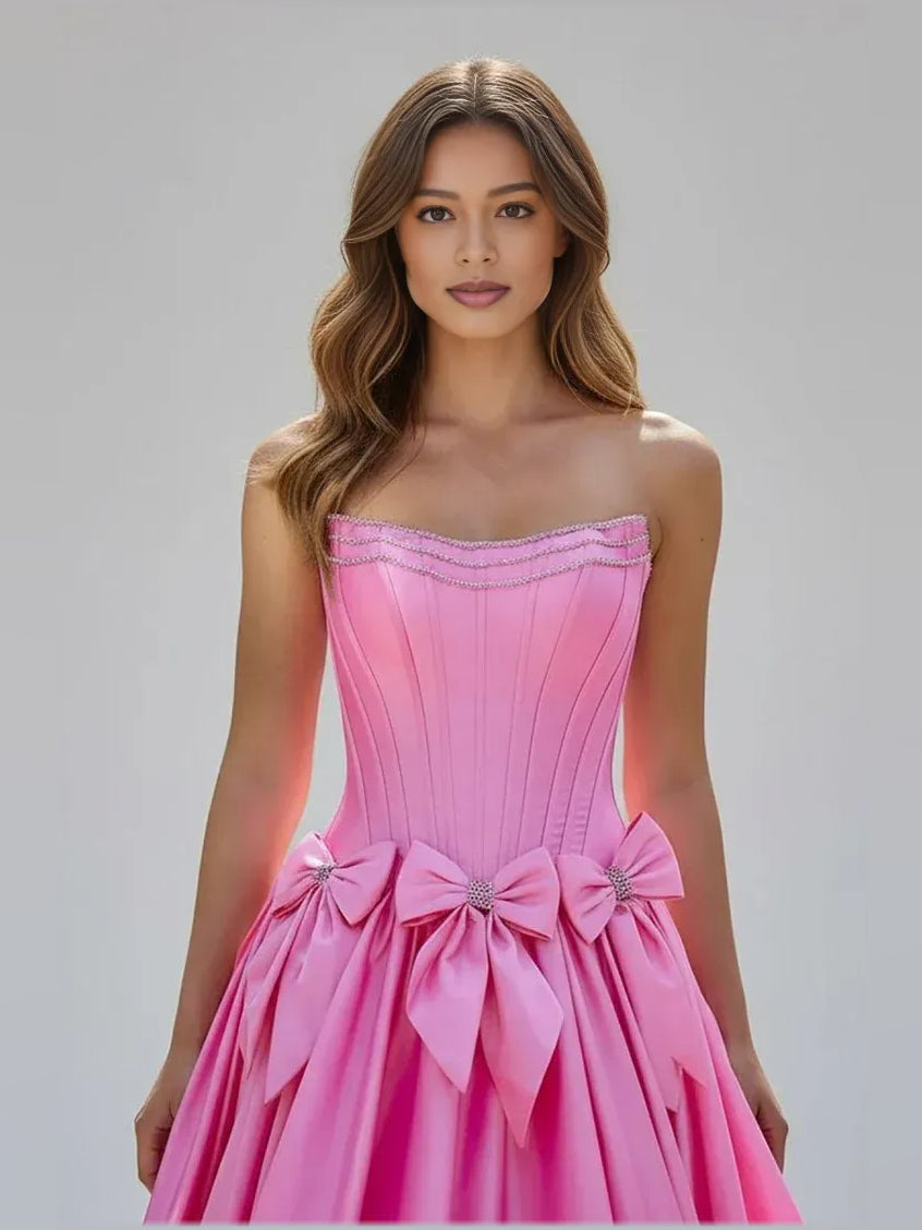 Hot Pink floor-length prom dress, alternate view showing the dress shape and hem