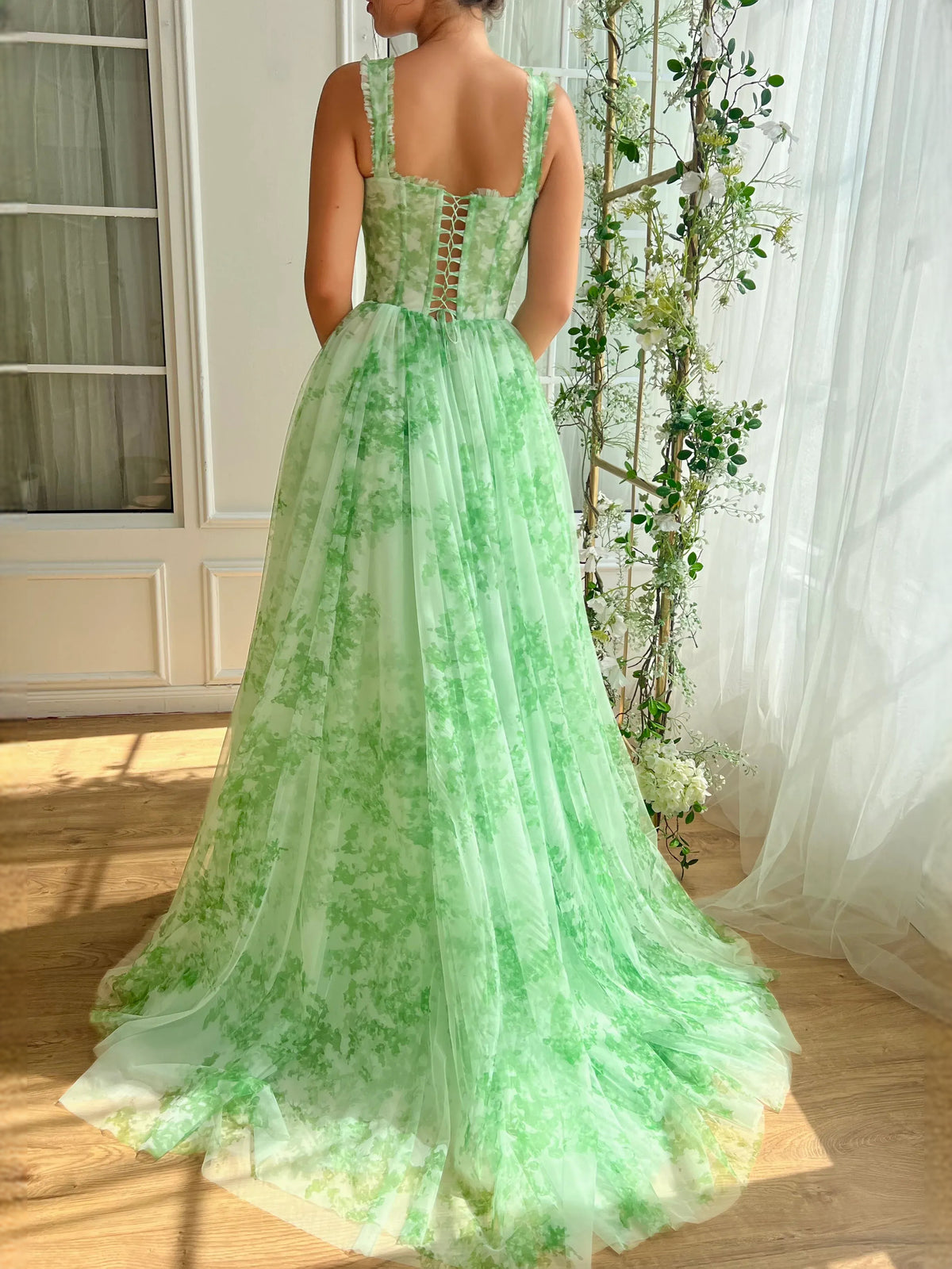 As Picture floor-length prom dress, alternate view showing the dress shape and hem