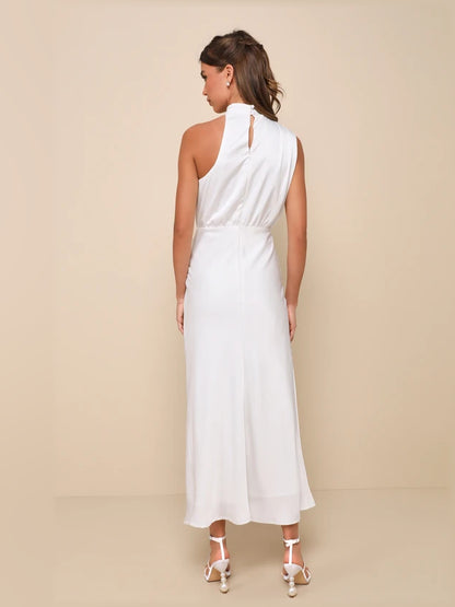 White midi formal dress, alternate view showing the bodice