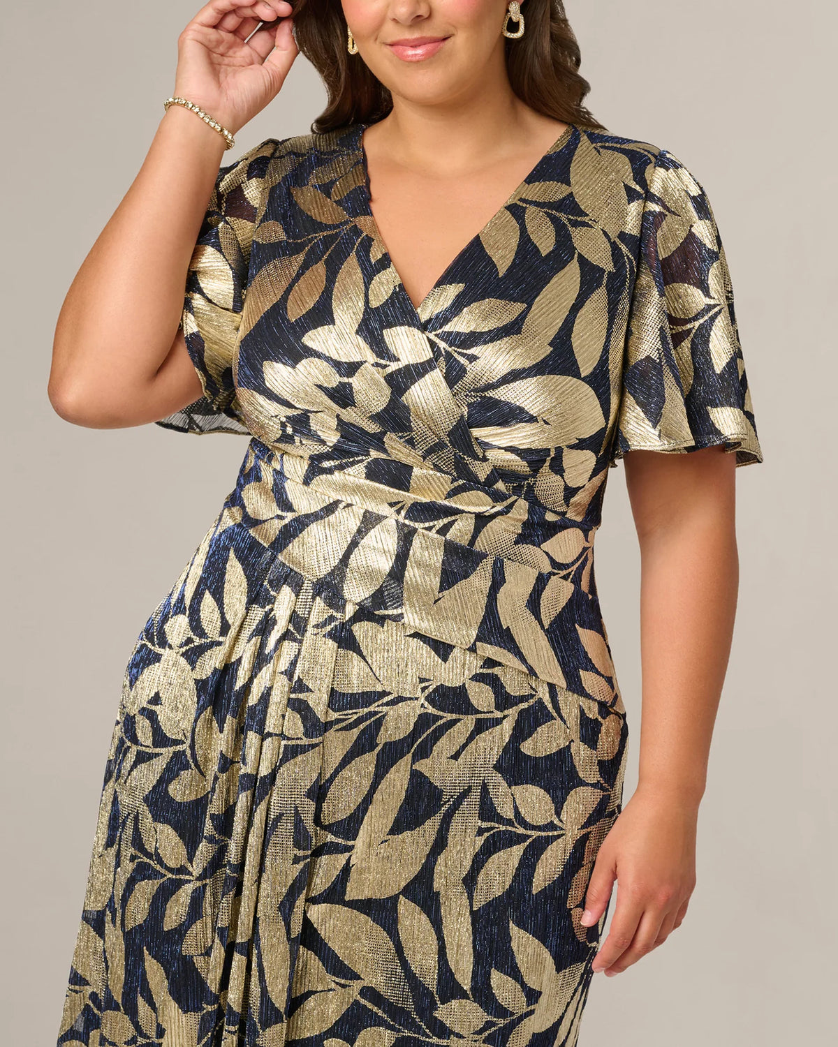 short-sleeve a-line maxi mother of the bride dress - image 3