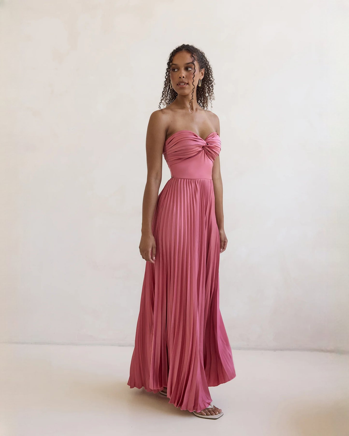 strapless chiffon a-line maxi bridesmaid dress - image 3