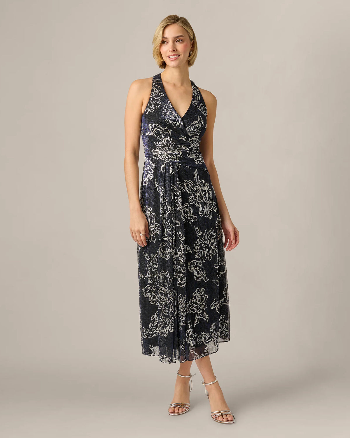 halter neck a-line midi mother of the bride dress - image 3