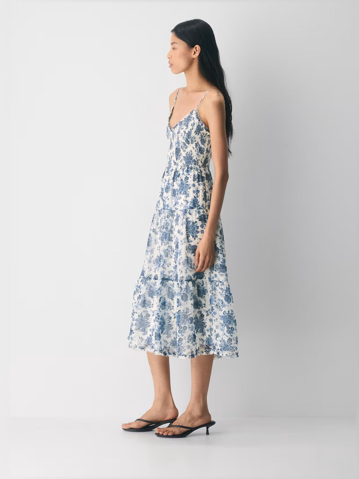 Floral midi formal dress with floral print, alternate view