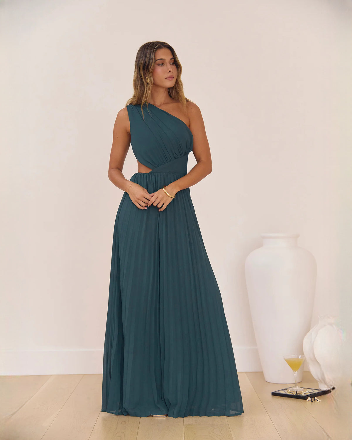 one-shoulder chiffon a-line maxi bridesmaid dress - image 3