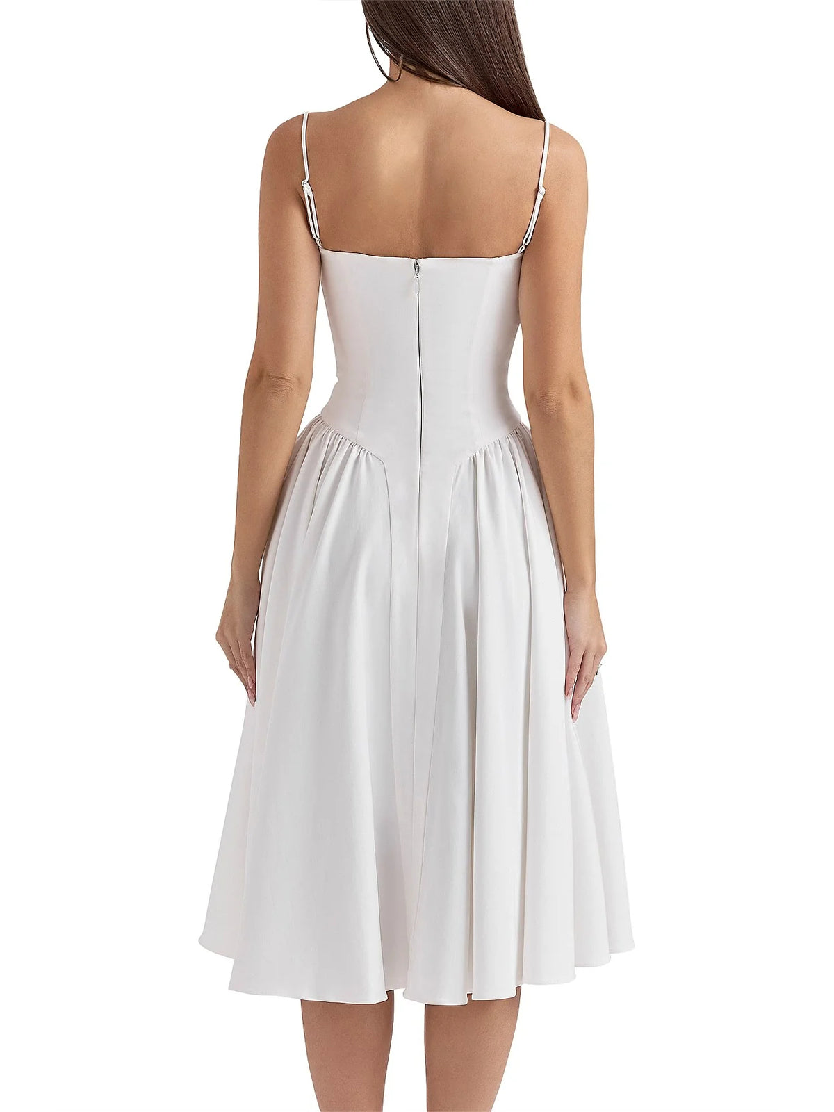 Ivory short homecoming dress, alternate view showing the dress shape and hem
