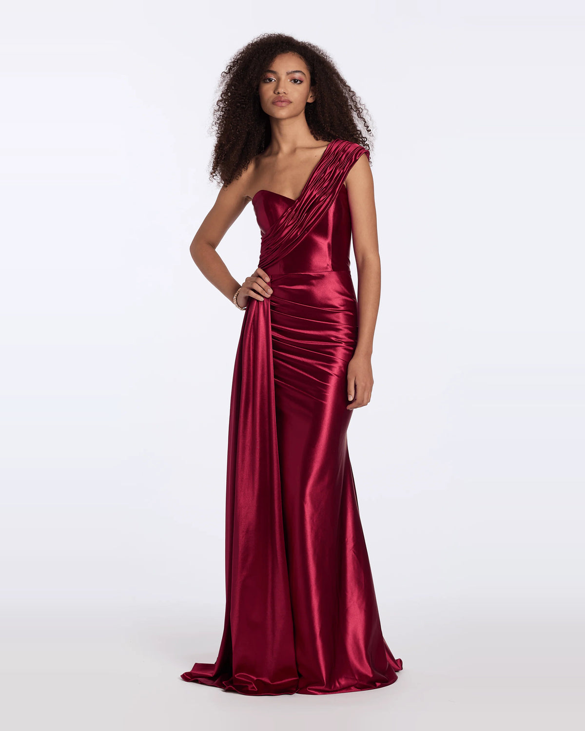one shoulder column maxi prom dress - image 3