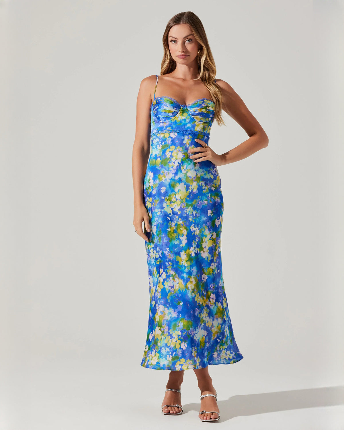 sleeveless satin a-line maxi bridesmaid dress - image 3