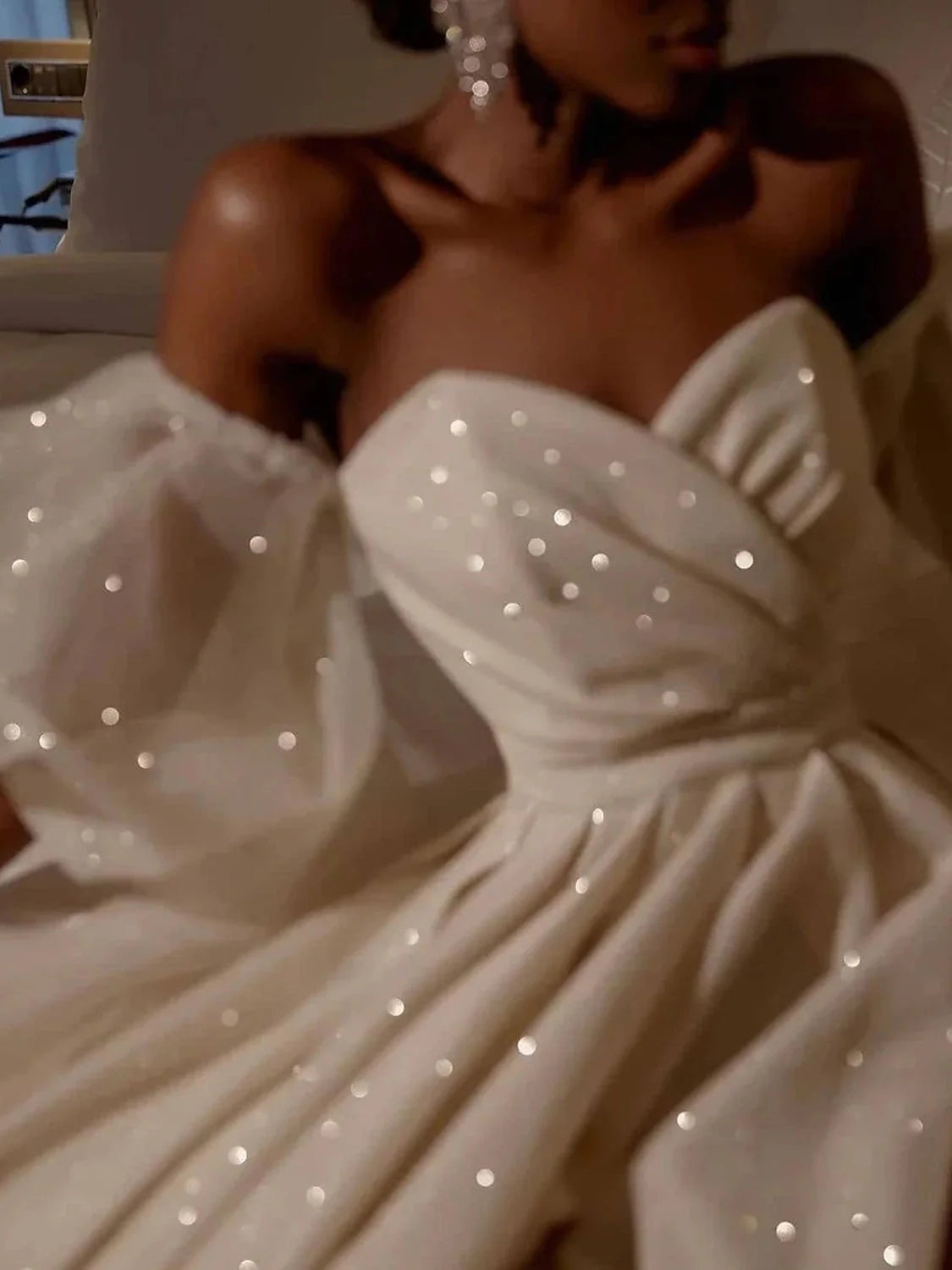 Ivory floor-length wedding dress, alternate view showing the dress shape and hem