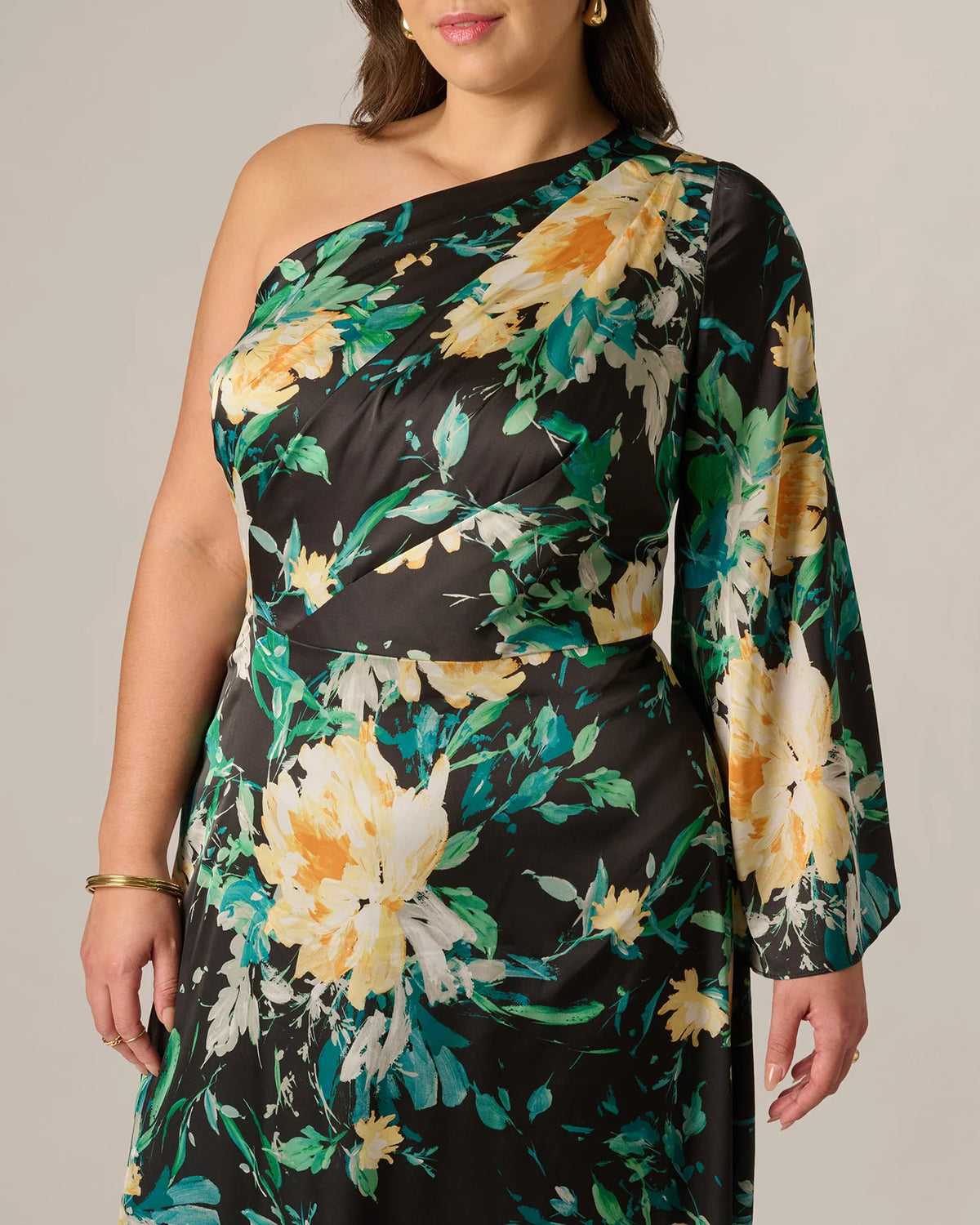 one-shoulder a-line maxi mother of the bride dress - image 3
