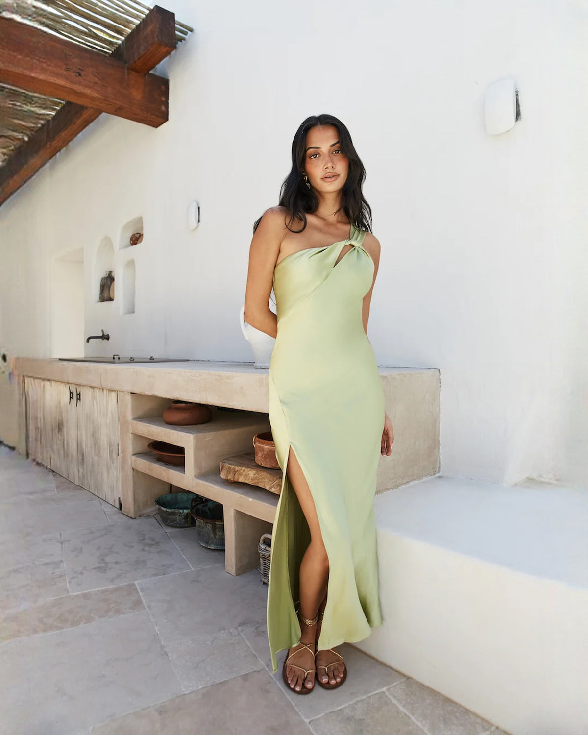 sleeveless satin a-line maxi bridesmaid dress - image 3