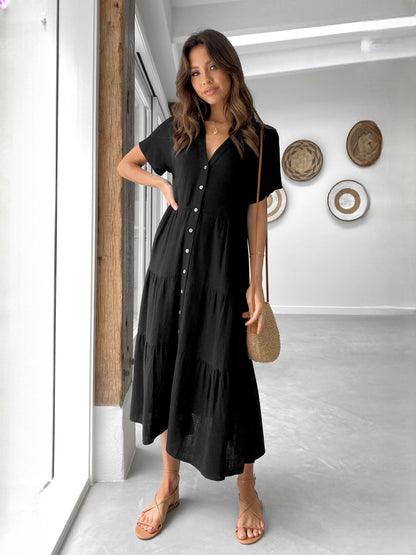 Black midi formal dress, alternate view showing the bodice