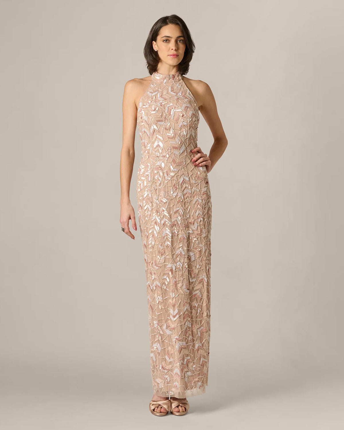 halter neck a-line maxi mother of the bride dress - image 3