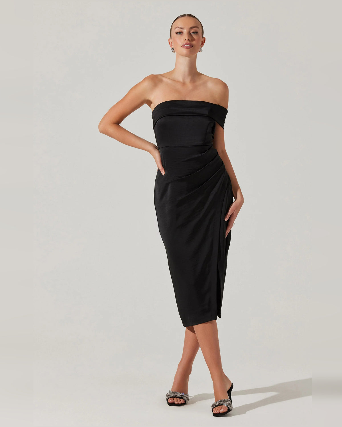 off-shoulder a-line midi formal dress - image 3