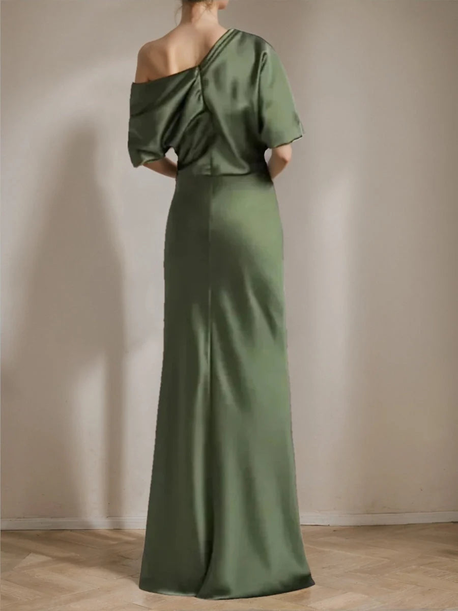 Clover floor-length mother of the bride dress, alternate view showing the dress shape and hem