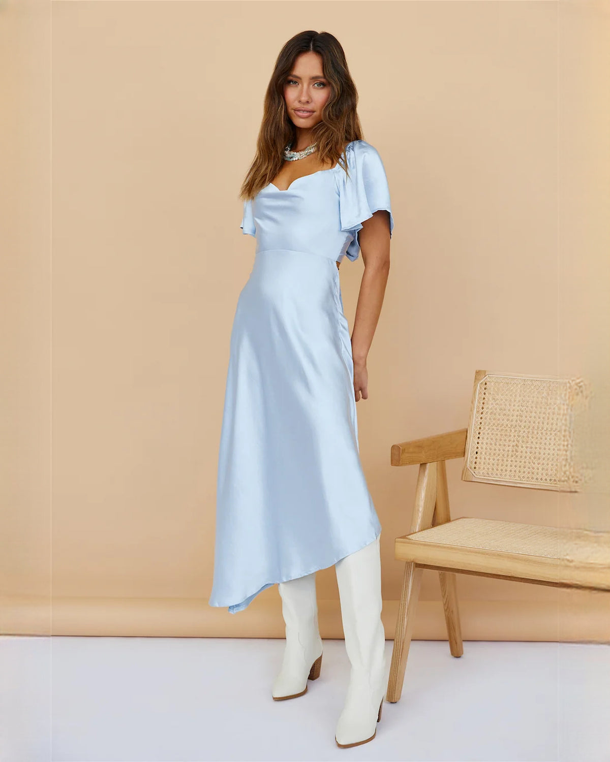 sleeveless chiffon a-line maxi bridesmaid dress - image 3