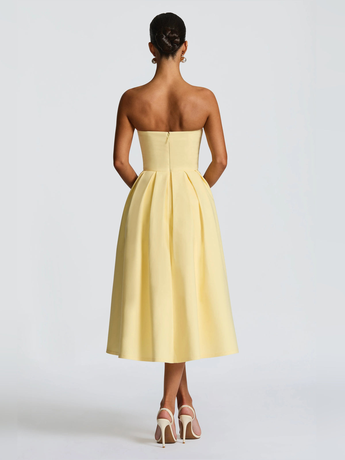 Lemon midi formal dress, alternate view showing the bodice