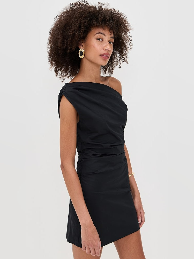 Orange mini homecoming dress, alternate view showing the dress shape and hem
