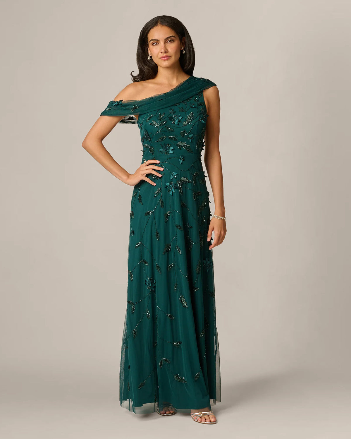 one-shoulder a-line maxi mother of the bride dress - image 3