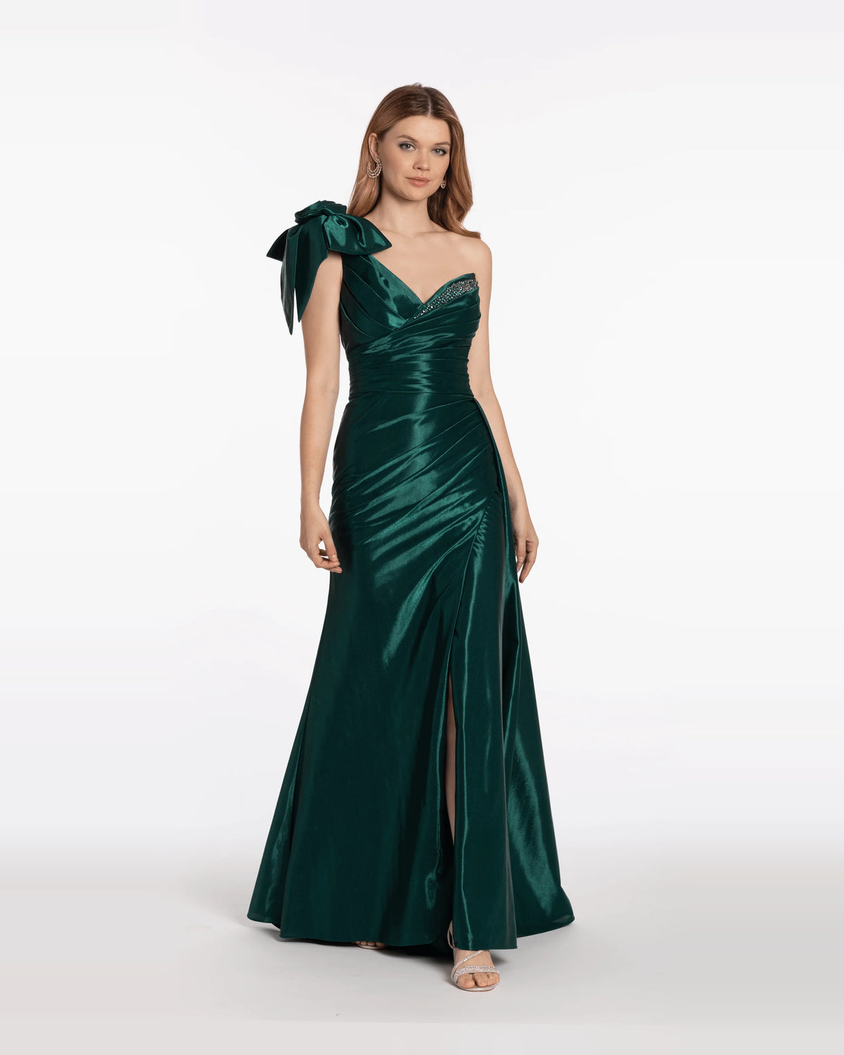 asymmetrical neck trumpet maxi prom dress - image 3