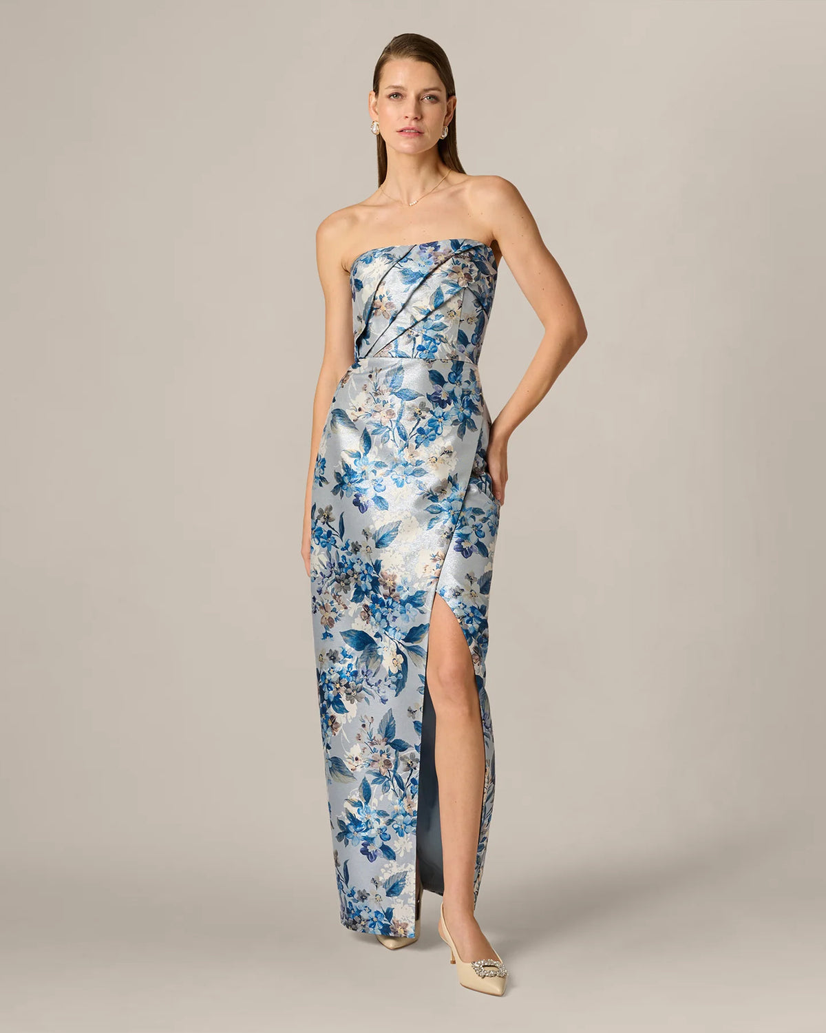 strapless a-line maxi mother of the bride dress - image 3