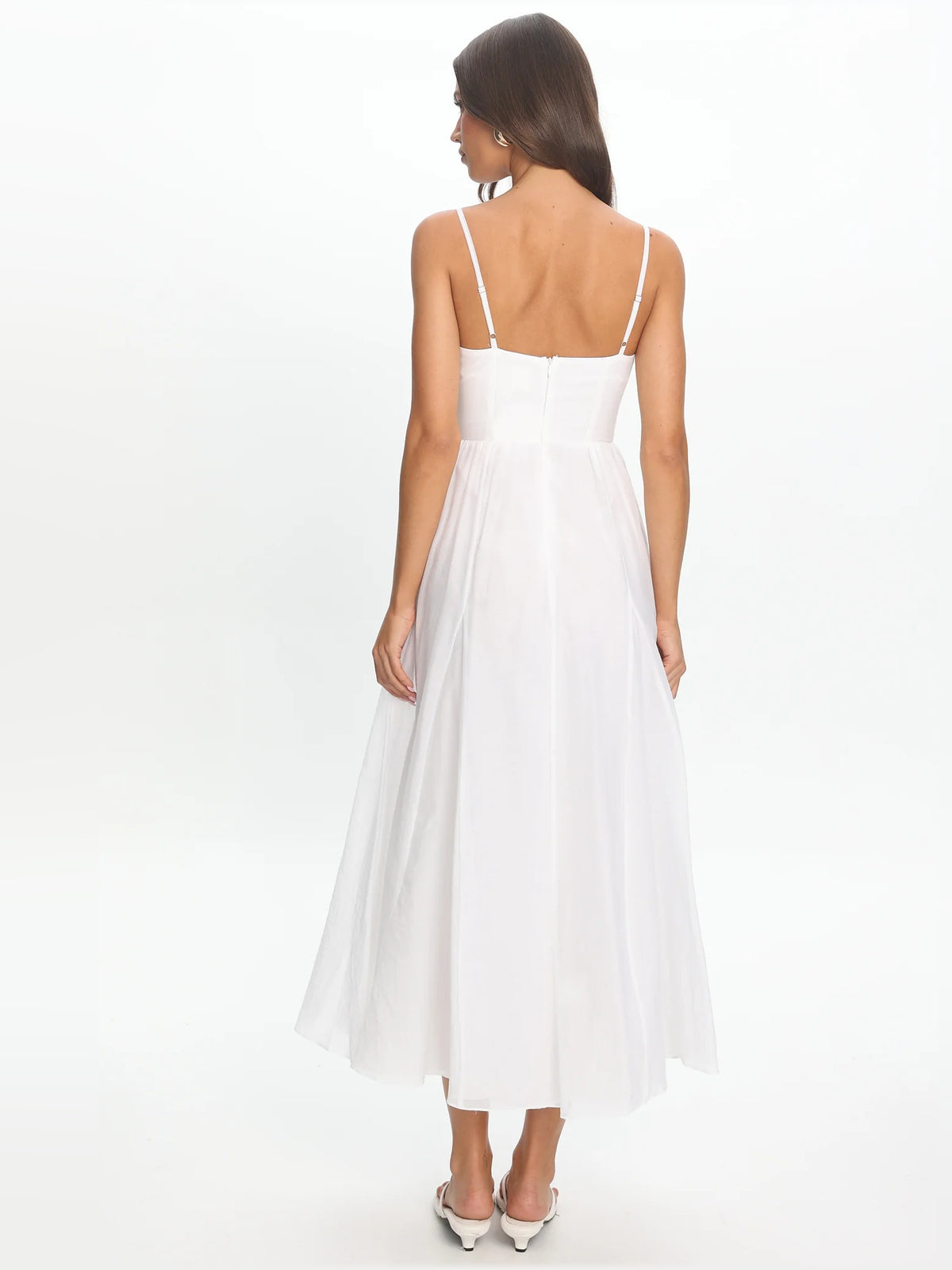 White midi formal dress, alternate view showing the bodice