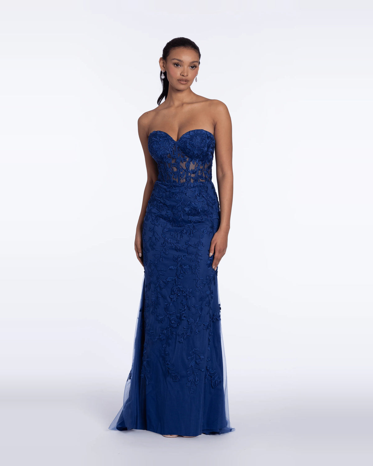 strapless column maxi prom dress - image 3