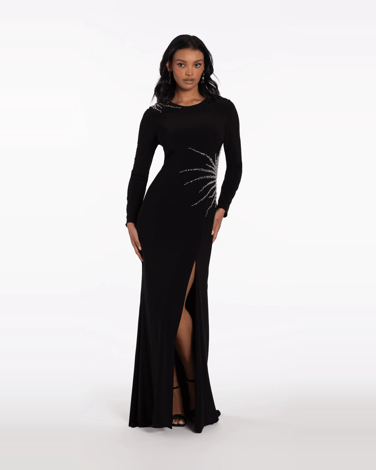 jewel neck column maxi prom dress - image 3