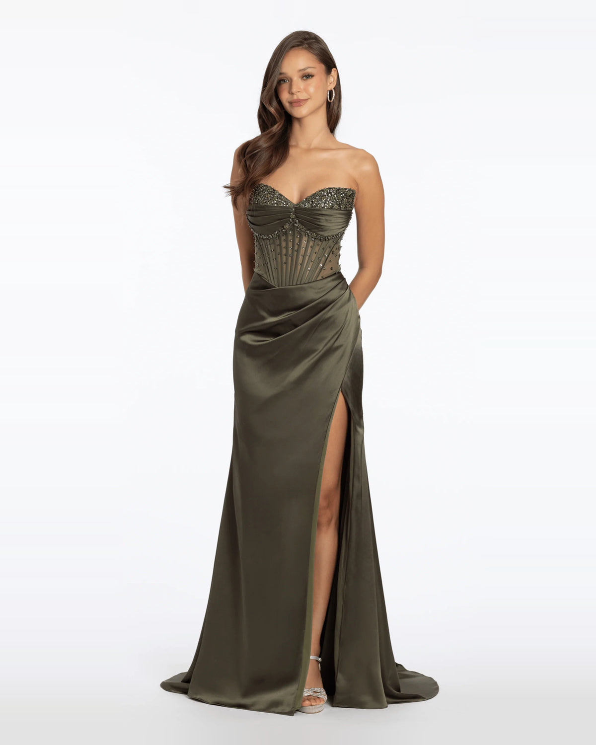 sweetheart column maxi prom dress - image 3