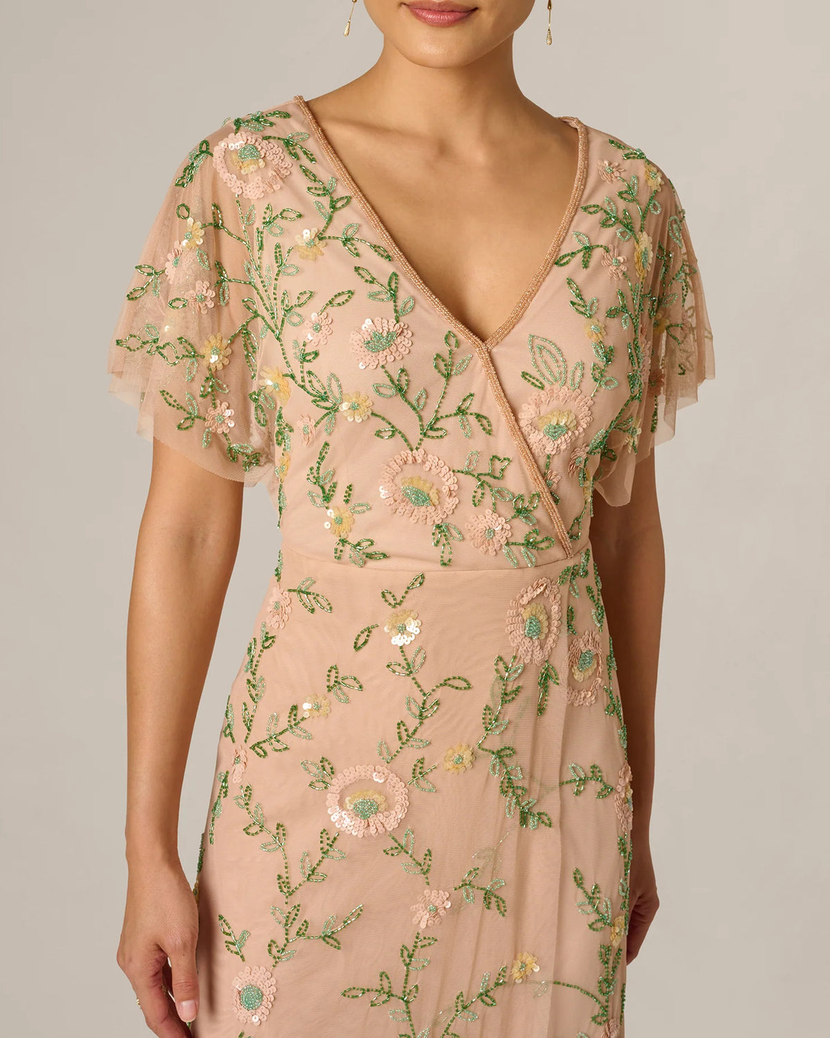 flutter-sleeve a-line maxi mother of the bride dress - image 3