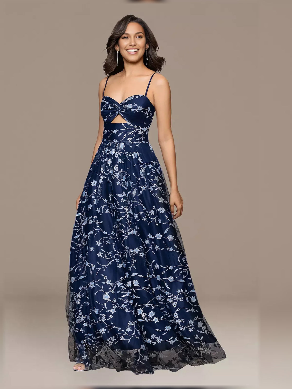 As Picture a-line floor-length formal dress with embroidery, alternate view