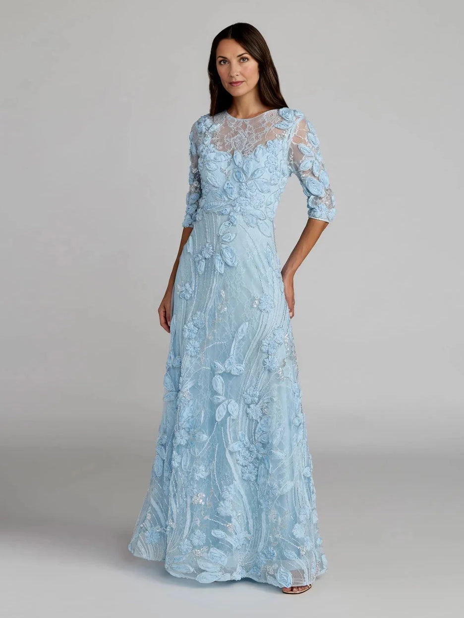 Sky Blue floor-length mother of the bride dress, alternate view showing the dress shape and hem