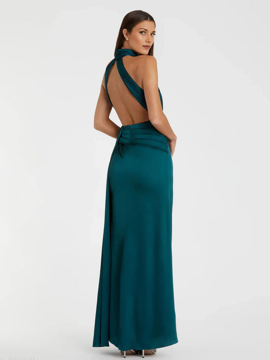 Peacock floor-length prom dress, alternate view showing the dress shape and hem