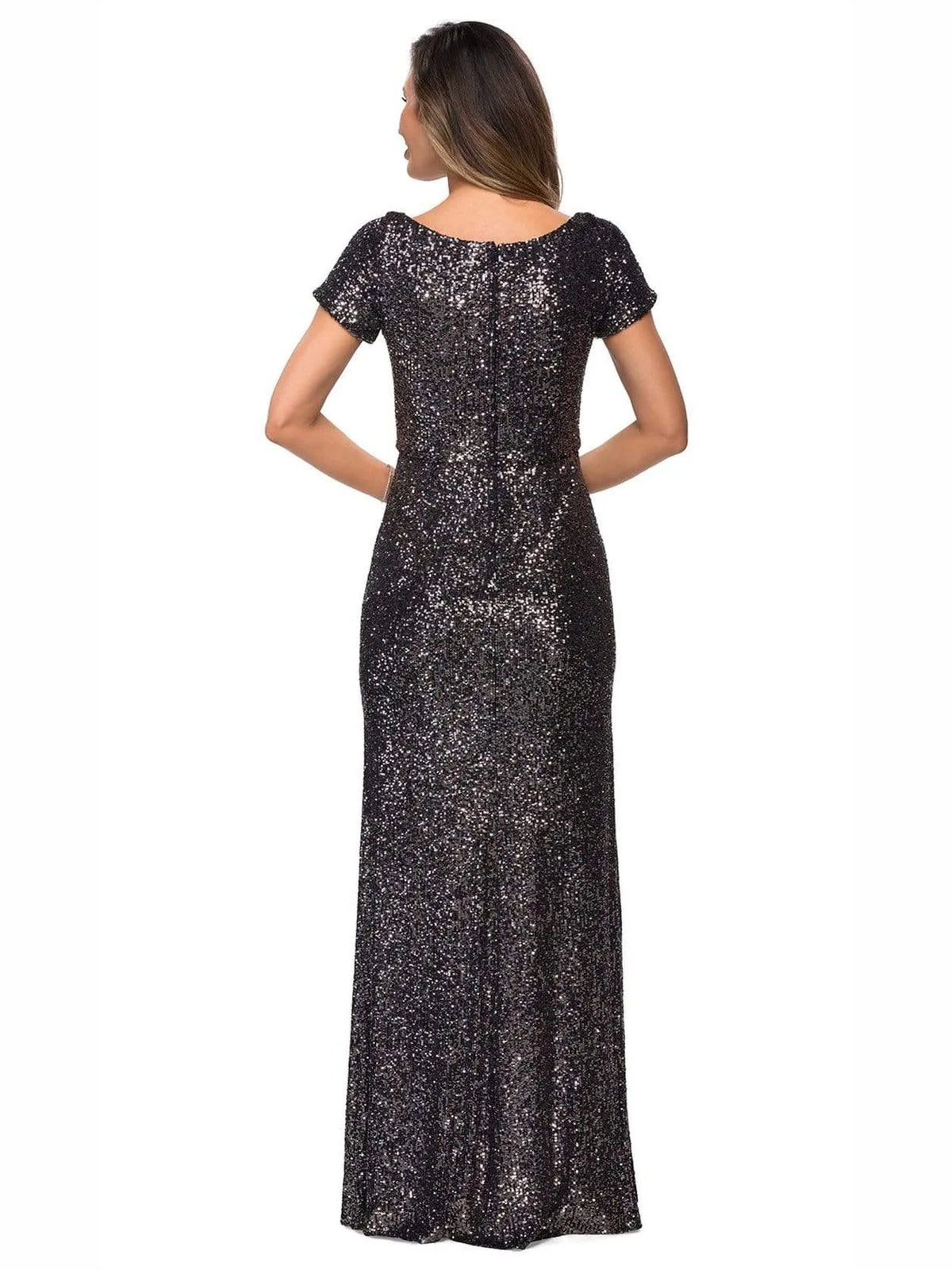 Cabernet maxi mother of the bride dress, alternate view showing the dress shape and hem
