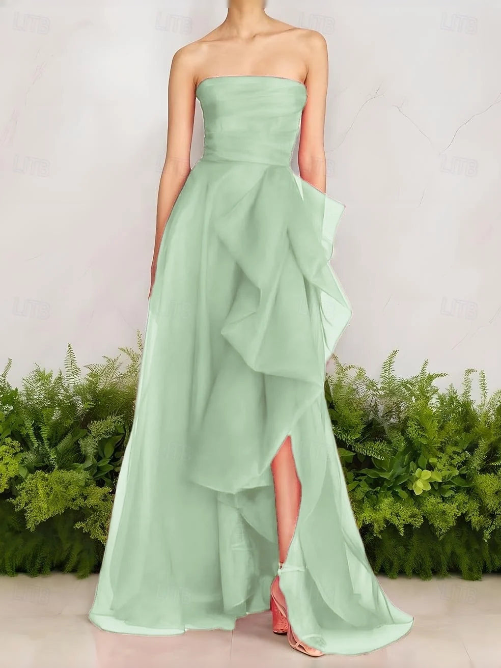 Mint Green floor-length prom dress, alternate view showing the dress shape and hem