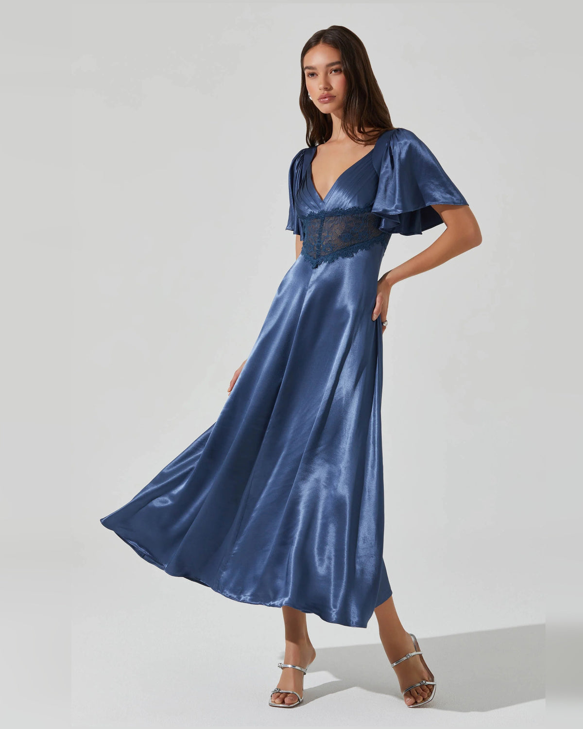 v-neck a-line midi formal dress - image 3